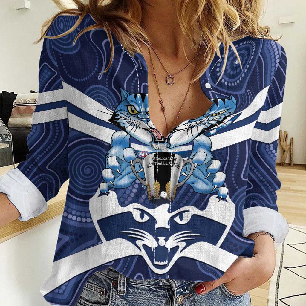 AFL Cats Football Personalised Women Casual Shirt Final Geelong Premiers Trophy Aboriginal - Vibe Hoodie