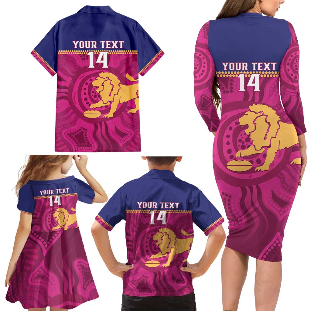 AFL Lions Football Custom Family Matching Long Sleeve Bodycon Dress and Hawaiian Shirt Brisbane Fight For Victory Indigenous Art - Vibe Hoodie