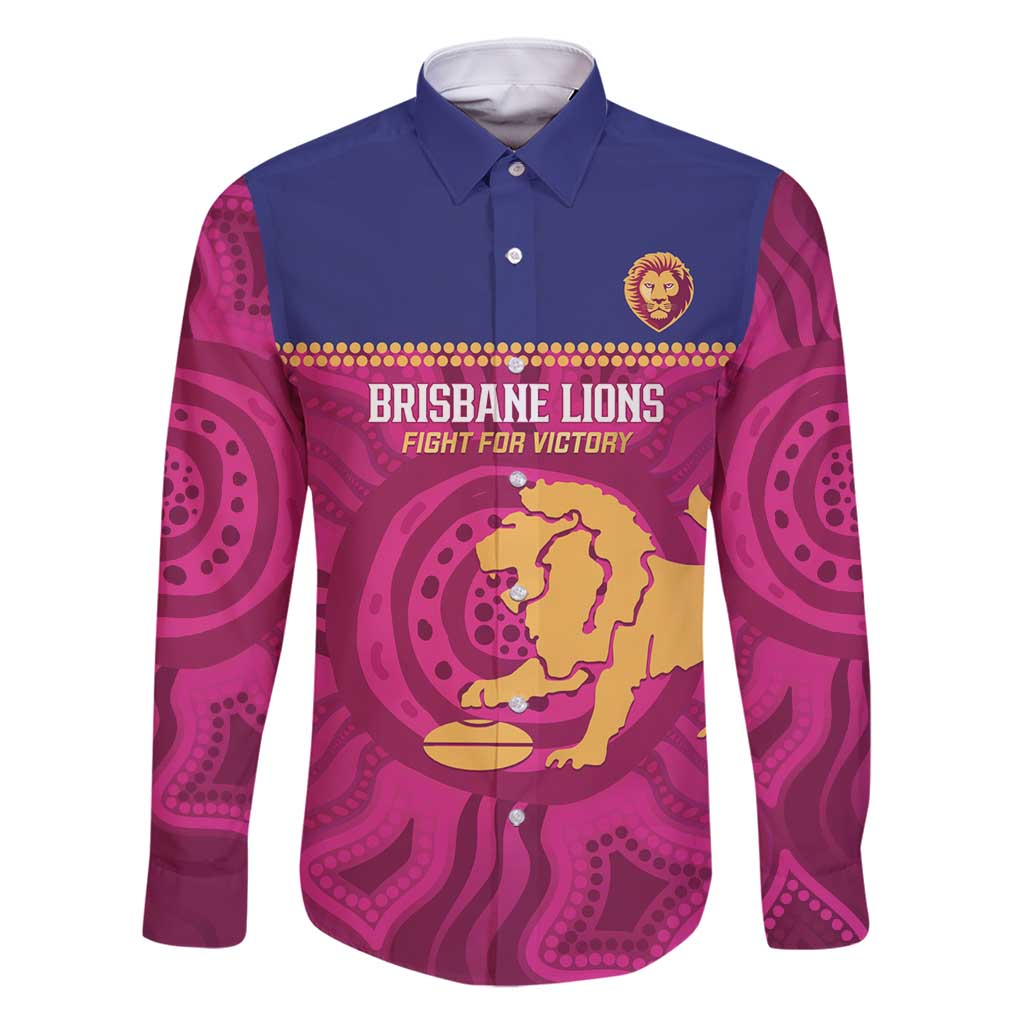 AFL Lions Football Custom Family Matching Long Sleeve Bodycon Dress and Hawaiian Shirt Brisbane Fight For Victory Indigenous Art - Vibe Hoodie