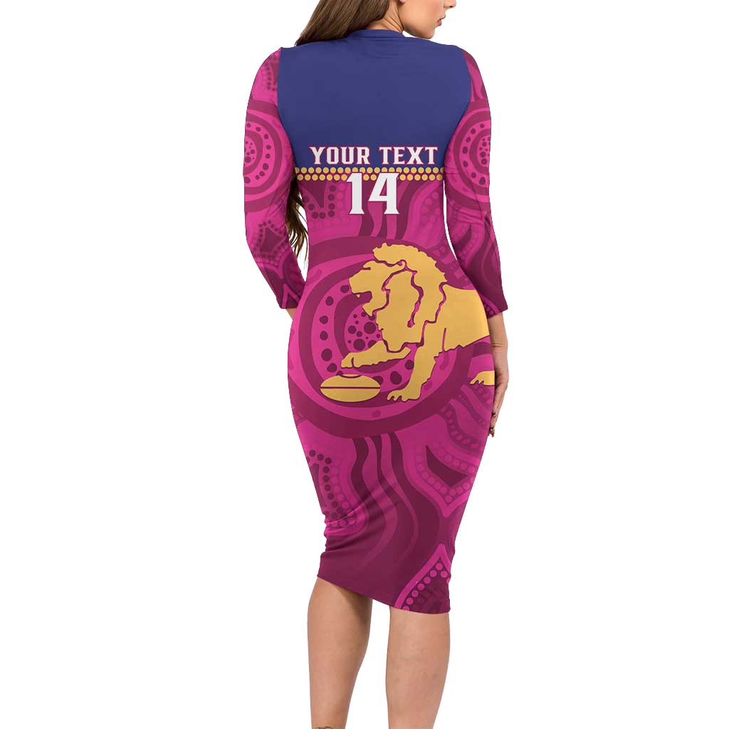 AFL Lions Football Custom Family Matching Long Sleeve Bodycon Dress and Hawaiian Shirt Brisbane Fight For Victory Indigenous Art - Vibe Hoodie