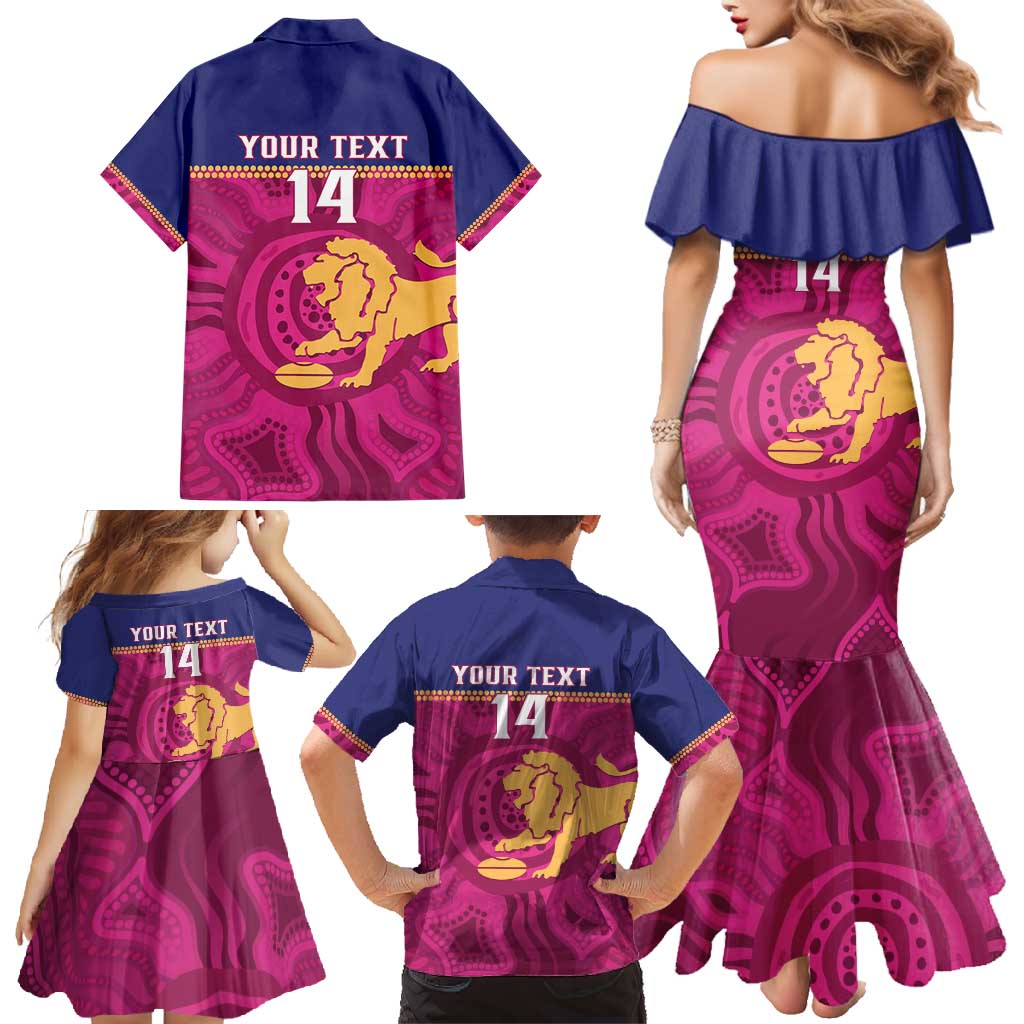 AFL Lions Football Custom Family Matching Mermaid Dress and Hawaiian Shirt Brisbane Fight For Victory Indigenous Art - Vibe Hoodie