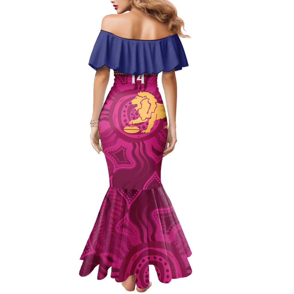 AFL Lions Football Custom Family Matching Mermaid Dress and Hawaiian Shirt Brisbane Fight For Victory Indigenous Art - Vibe Hoodie