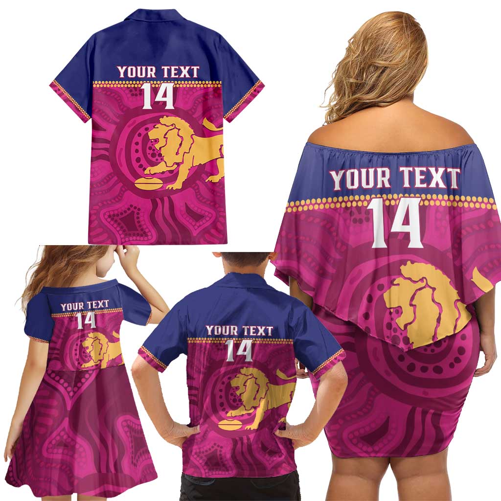 AFL Lions Football Custom Family Matching Off Shoulder Short Dress and Hawaiian Shirt Brisbane Fight For Victory Indigenous Art - Vibe Hoodie