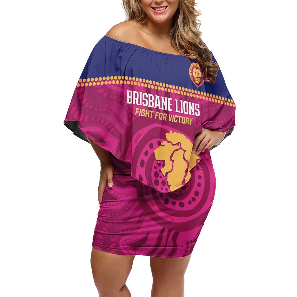 AFL Lions Football Custom Family Matching Off Shoulder Short Dress and Hawaiian Shirt Brisbane Fight For Victory Indigenous Art - Vibe Hoodie