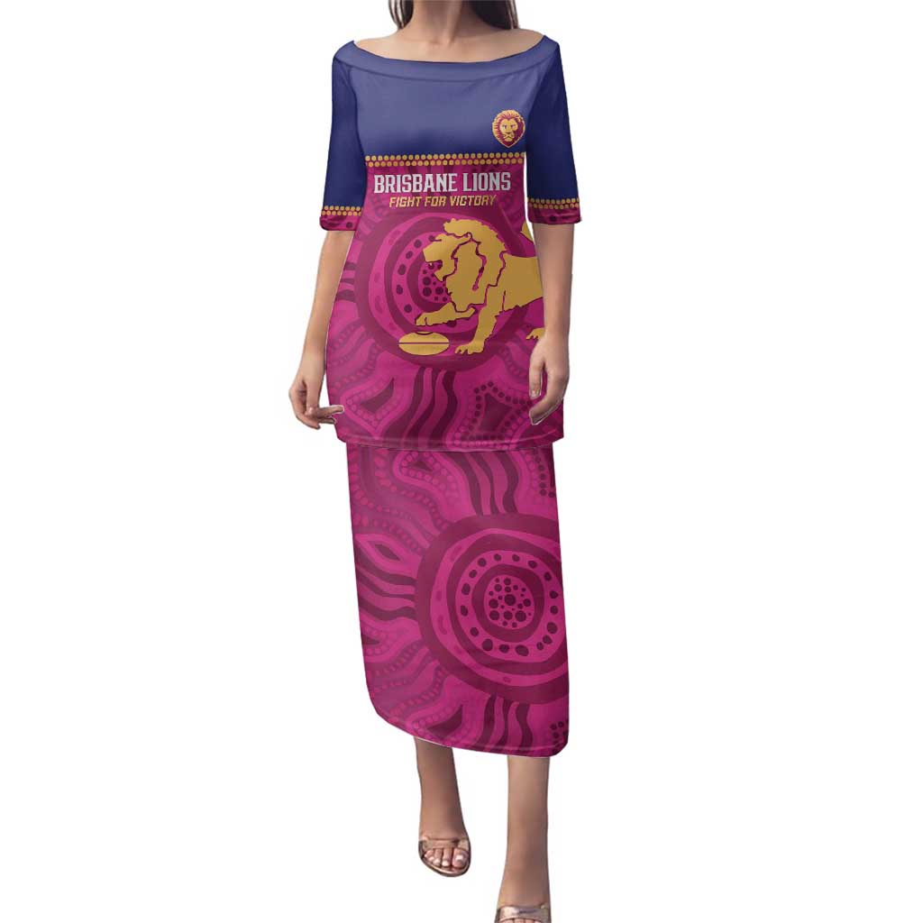 AFL Lions Football Custom Family Matching Puletasi and Hawaiian Shirt Brisbane Fight For Victory Indigenous Art - Vibe Hoodie