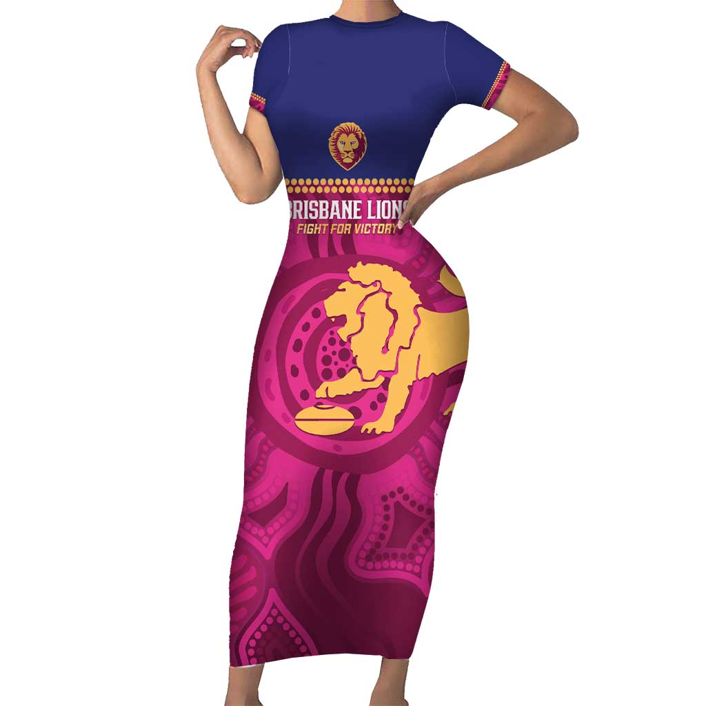 AFL Lions Football Custom Family Matching Short Sleeve Bodycon Dress and Hawaiian Shirt Brisbane Fight For Victory Indigenous Art - Vibe Hoodie