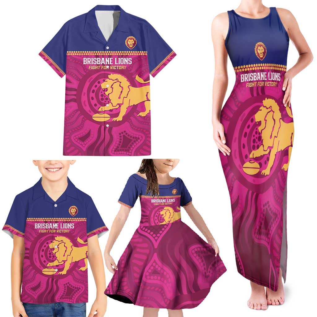 AFL Lions Football Custom Family Matching Tank Maxi Dress and Hawaiian Shirt Brisbane Fight For Victory Indigenous Art - Vibe Hoodie