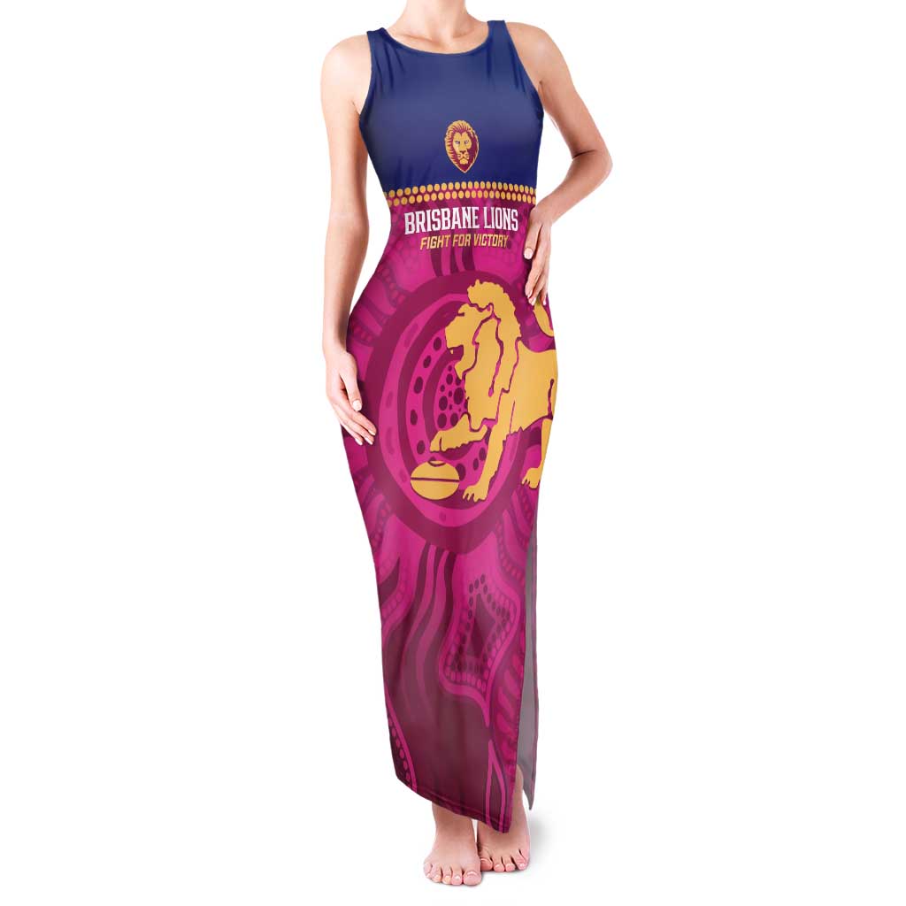 AFL Lions Football Custom Family Matching Tank Maxi Dress and Hawaiian Shirt Brisbane Fight For Victory Indigenous Art - Vibe Hoodie