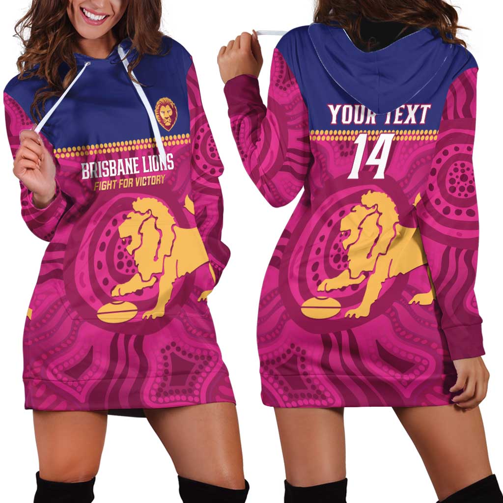 AFL Lions Football Custom Hoodie Dress Brisbane Fight For Victory Indigenous Art - Vibe Hoodie