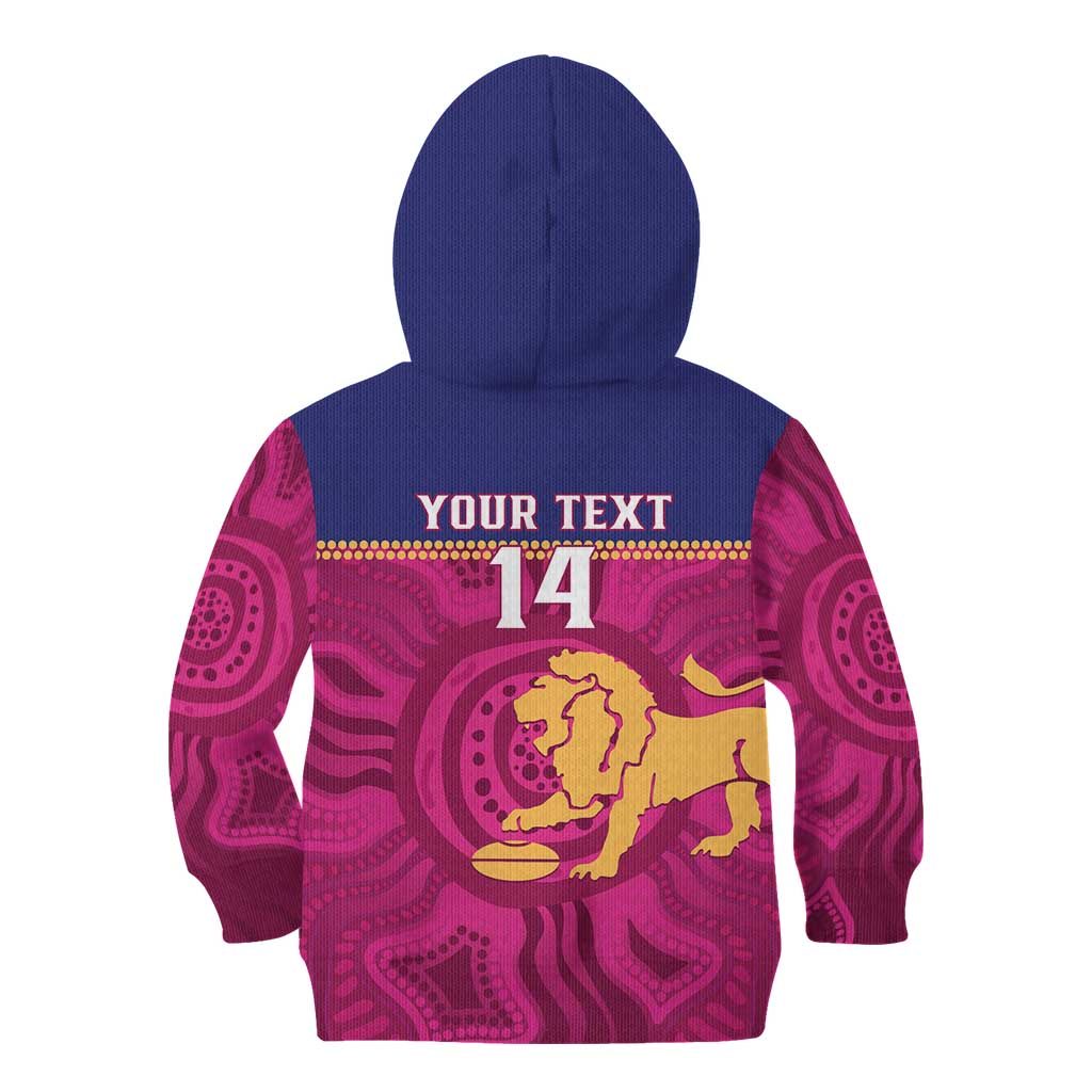 AFL Lions Football Custom Kid Hoodie Brisbane Fight For Victory Indigenous Art - Vibe Hoodie