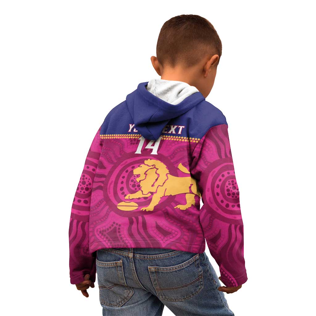 AFL Lions Football Custom Kid Hoodie Brisbane Fight For Victory Indigenous Art - Vibe Hoodie