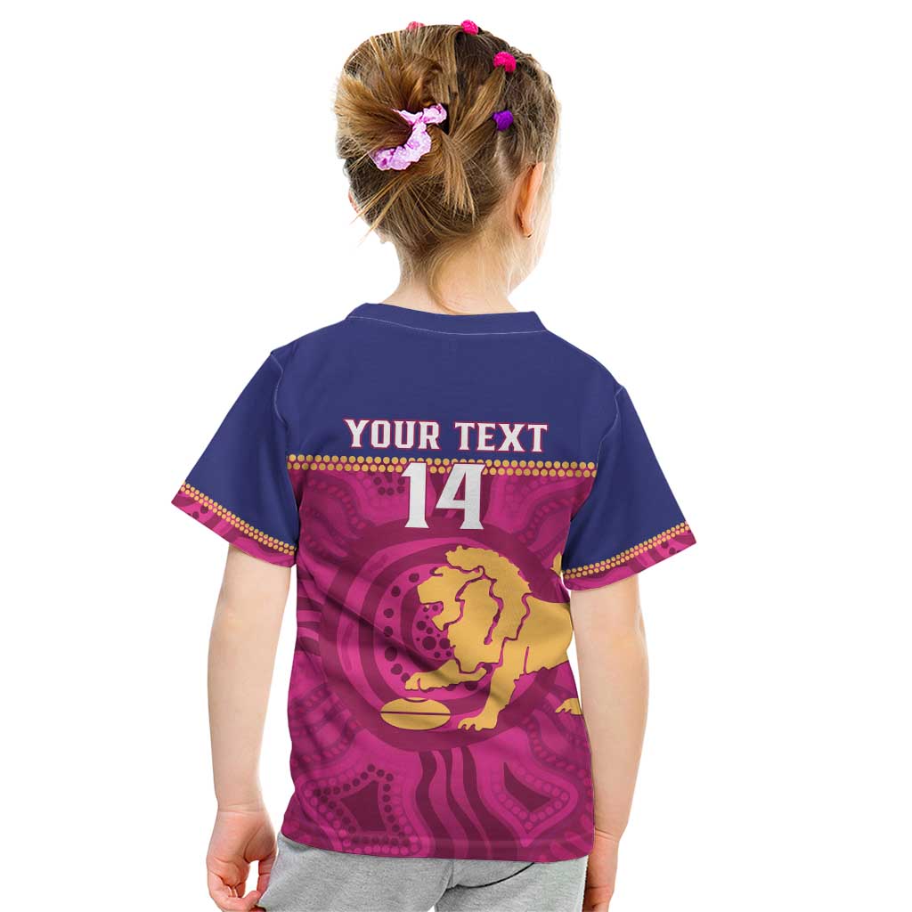 AFL Lions Football Custom Kid T Shirt Brisbane Fight For Victory Indigenous Art - Vibe Hoodie