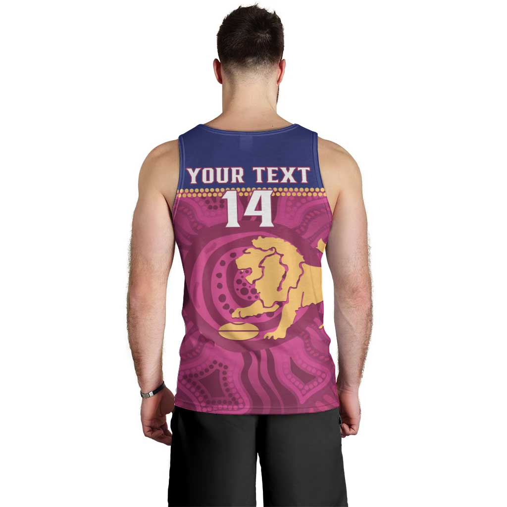 AFL Lions Football Custom Men Tank Top Brisbane Fight For Victory Indigenous Art - Vibe Hoodie