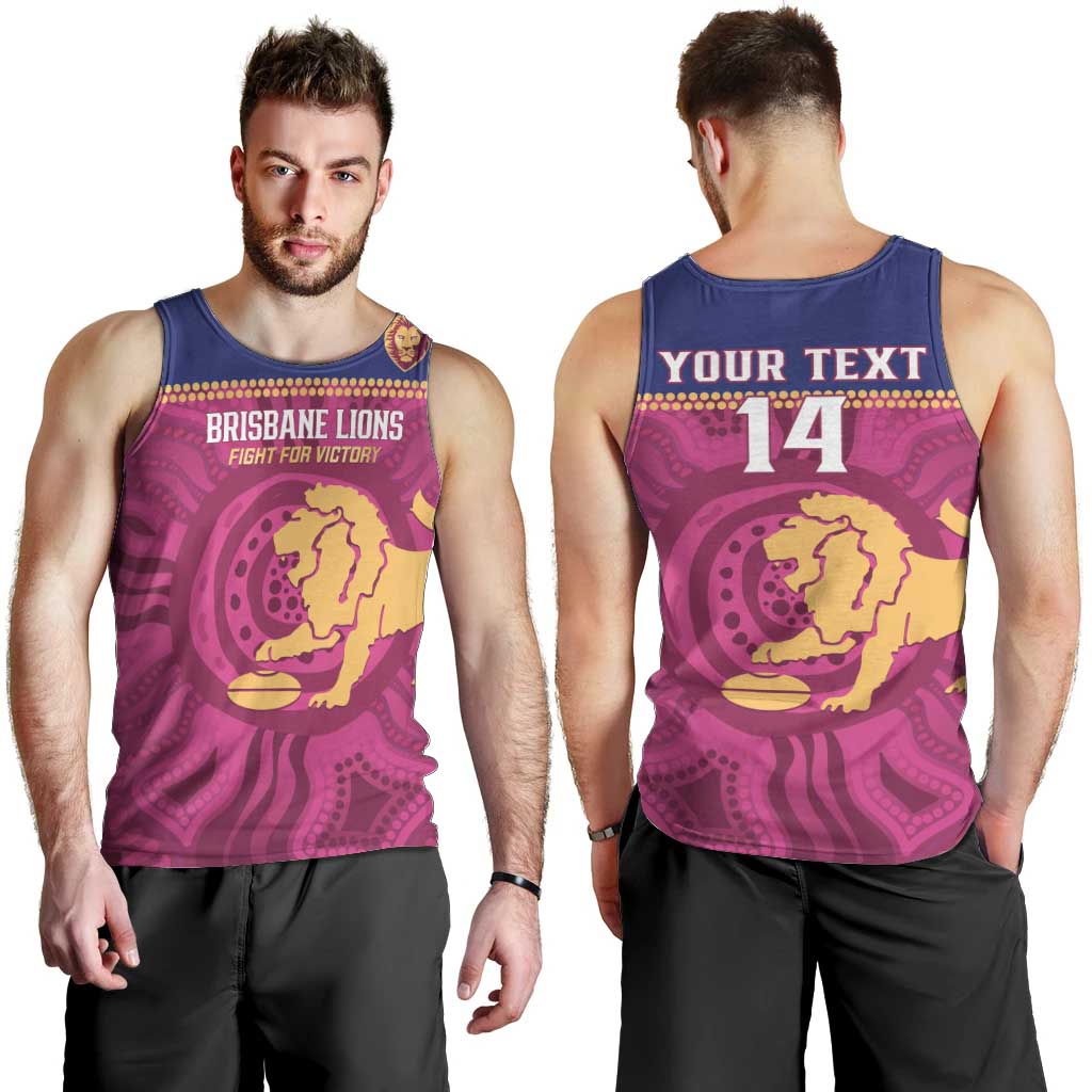 AFL Lions Football Custom Men Tank Top Brisbane Fight For Victory Indigenous Art - Vibe Hoodie