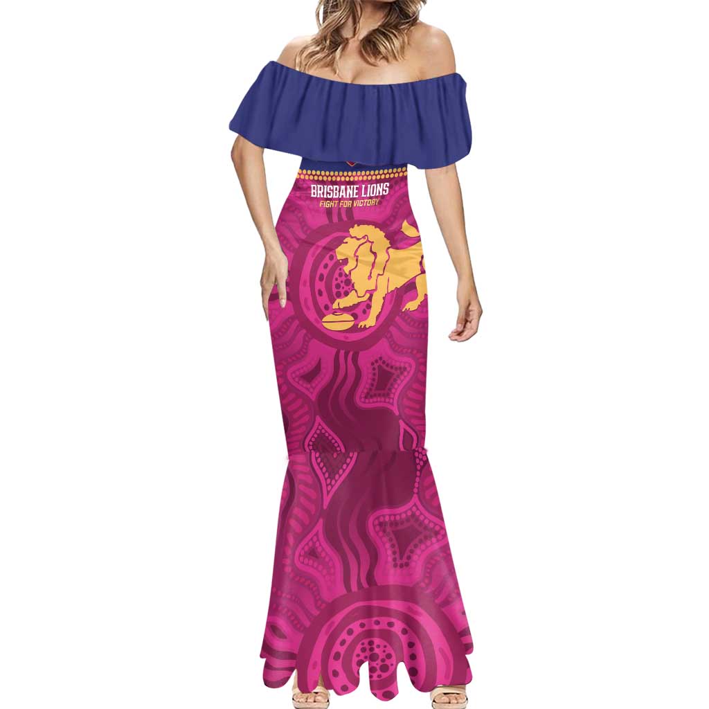 AFL Lions Football Custom Mermaid Dress Brisbane Fight For Victory Indigenous Art - Vibe Hoodie