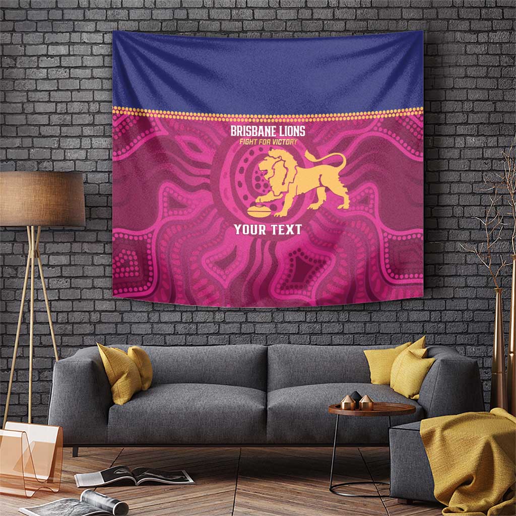 AFL Lions Football Custom Tapestry Brisbane Fight For Victory Indigenous Art - Vibe Hoodie