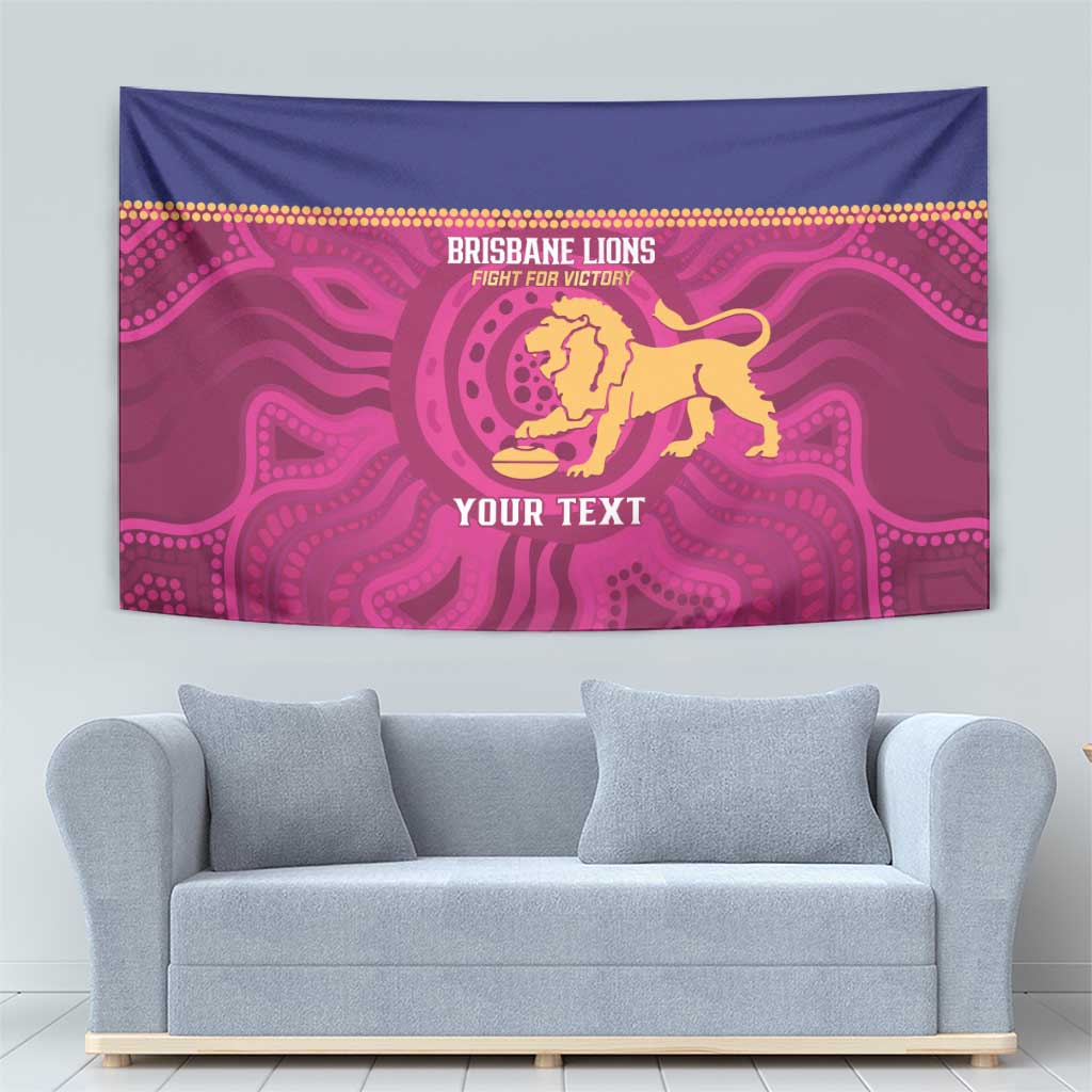 AFL Lions Football Custom Tapestry Brisbane Fight For Victory Indigenous Art - Vibe Hoodie