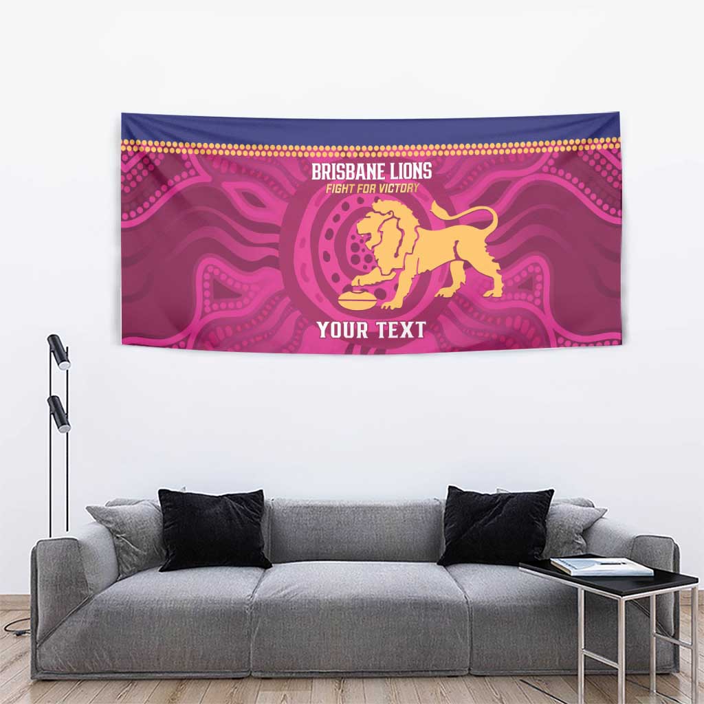AFL Lions Football Custom Tapestry Brisbane Fight For Victory Indigenous Art - Vibe Hoodie