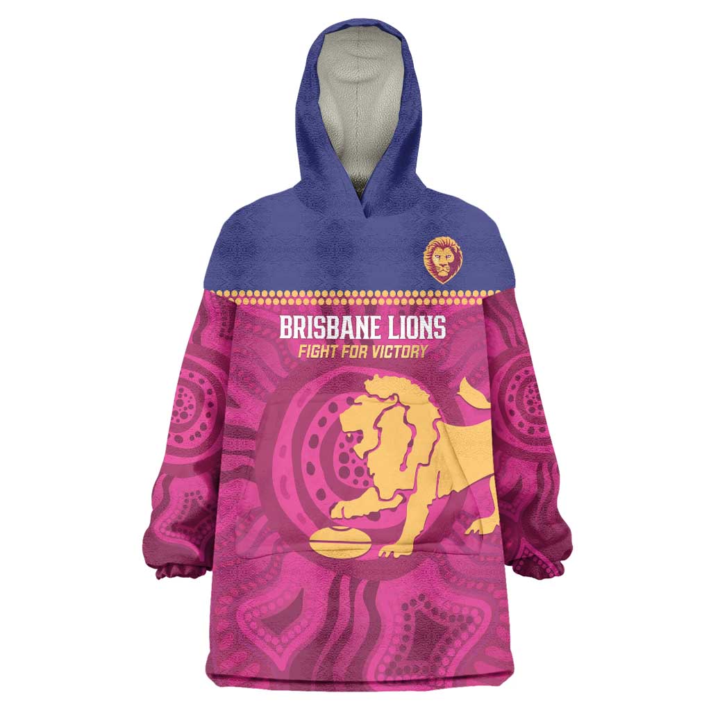 AFL Lions Football Custom Wearable Blanket Hoodie Brisbane Fight For Victory Indigenous Art - Vibe Hoodie