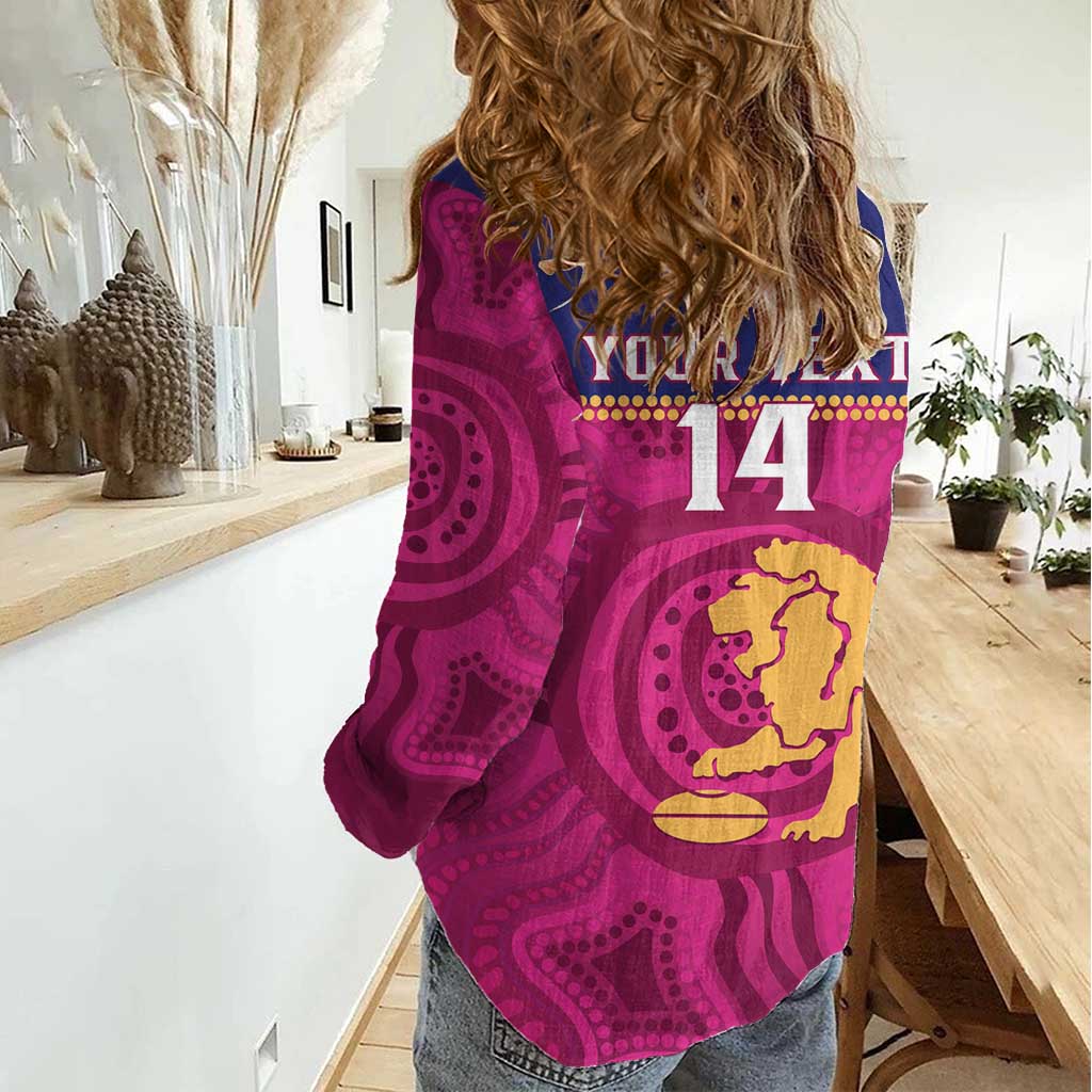 AFL Lions Football Custom Women Casual Shirt Brisbane Fight For Victory Indigenous Art - Vibe Hoodie