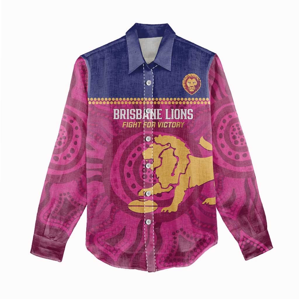 AFL Lions Football Custom Women Casual Shirt Brisbane Fight For Victory Indigenous Art - Vibe Hoodie