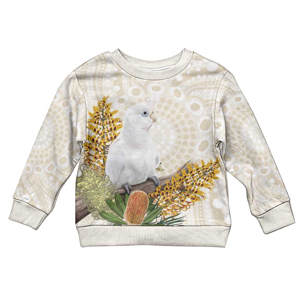 Australia Little Corella Kid Ugly Christmas Sweater Cacatua Sanguinea Western Grevillea Aboriginal Art - Vibe Hoodie