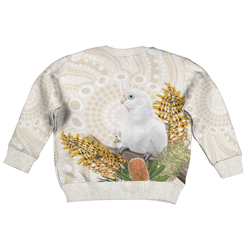 Australia Little Corella Kid Ugly Christmas Sweater Cacatua Sanguinea Western Grevillea Aboriginal Art - Vibe Hoodie
