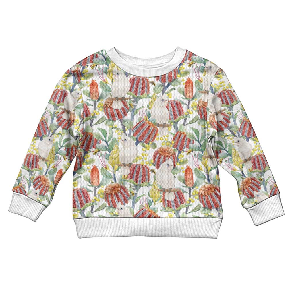 Little Corella Australia Cockatoo Kid Ugly Christmas Sweater Cacatua Sanguinea Banksia Seamless White - Vibe Hoodie