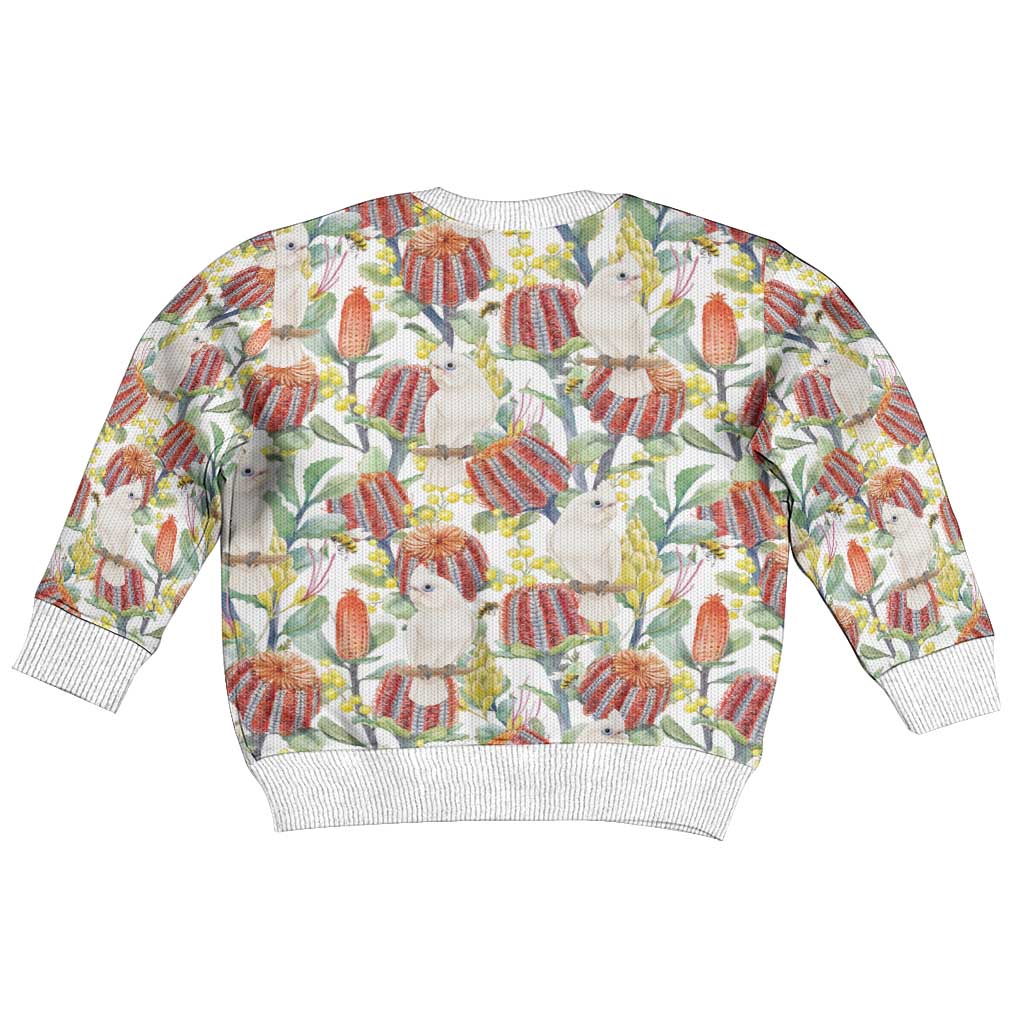 Little Corella Australia Cockatoo Kid Ugly Christmas Sweater Cacatua Sanguinea Banksia Seamless White - Vibe Hoodie