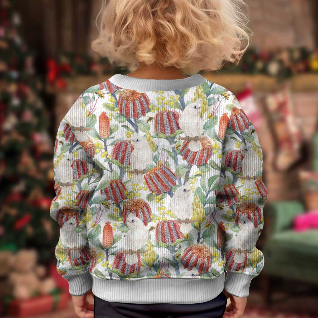 Little Corella Australia Cockatoo Kid Ugly Christmas Sweater Cacatua Sanguinea Banksia Seamless White - Vibe Hoodie