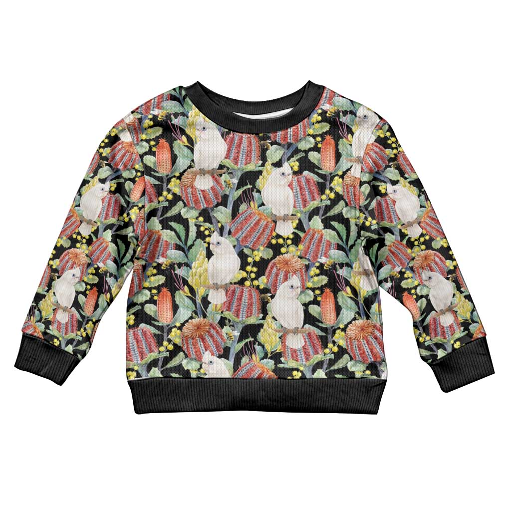 Little Corella Australia Cockatoo Kid Ugly Christmas Sweater Cacatua Sanguinea Banksia Seamless Black - Vibe Hoodie