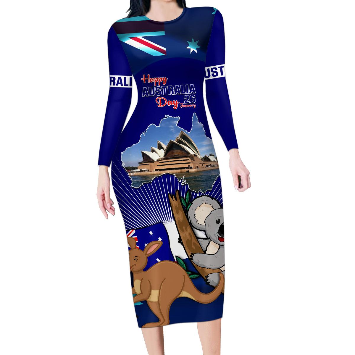 australia-day-family-matching-long-sleeve-bodycon-dress-and-hawaiian-shirt-2024-proud-to-be-australian-flag-color