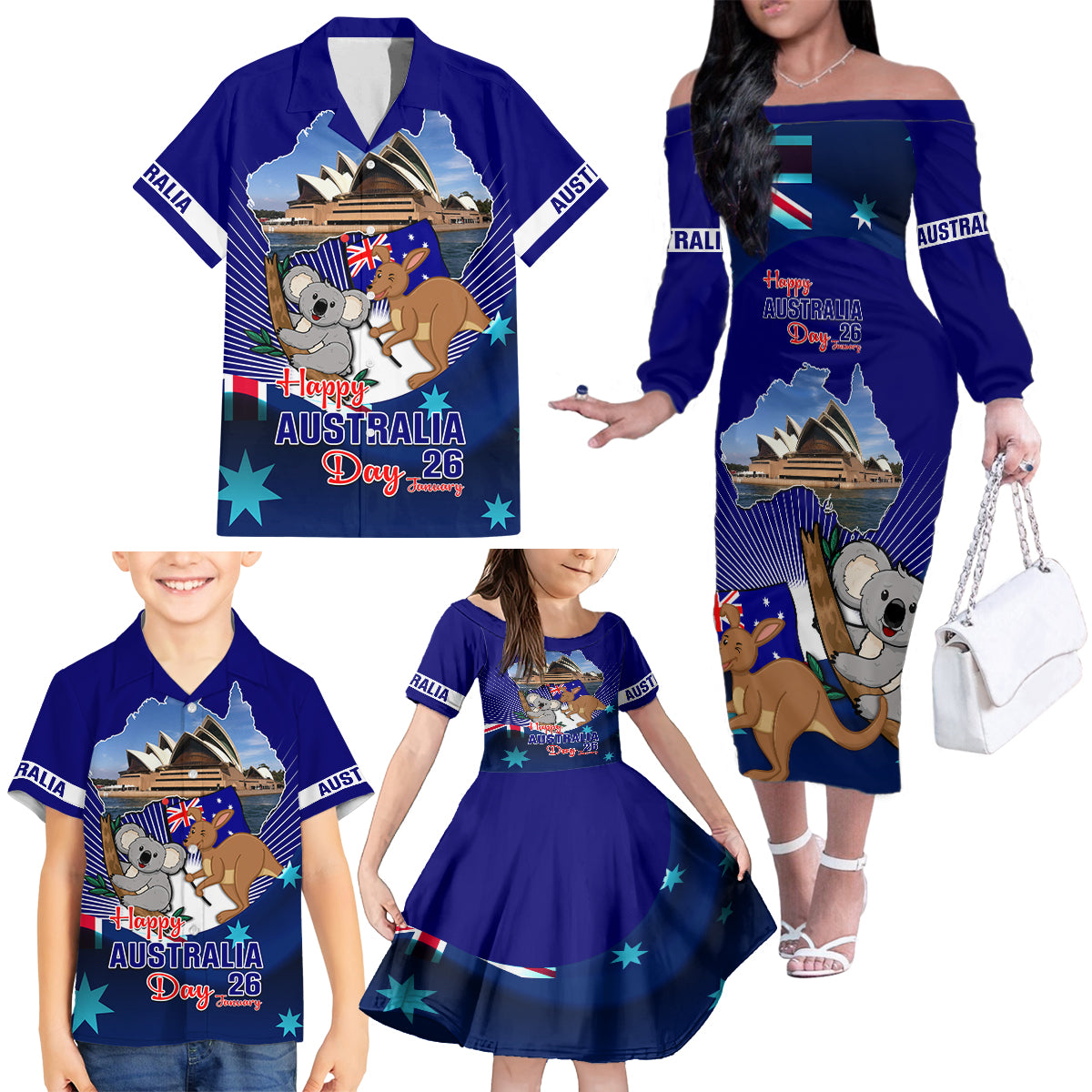 australia-day-family-matching-off-shoulder-long-sleeve-dress-and-hawaiian-shirt-2024-proud-to-be-australian-flag-color