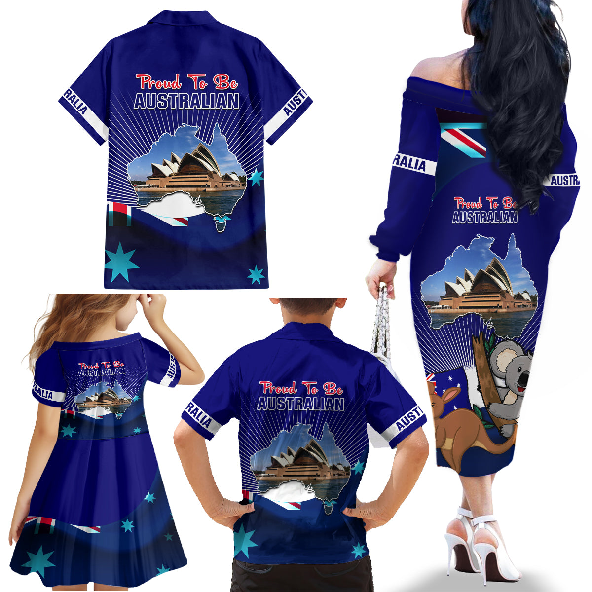 australia-day-family-matching-off-shoulder-long-sleeve-dress-and-hawaiian-shirt-2024-proud-to-be-australian-flag-color