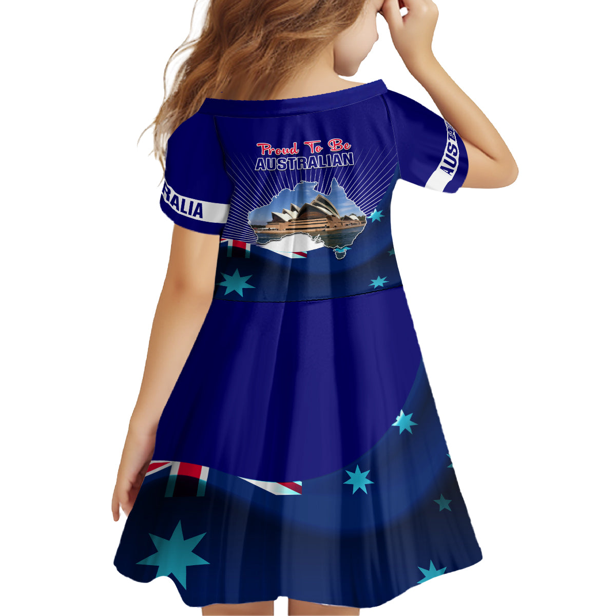 Australia Day Kid Short Sleeve Dress 2024 Proud To Be Australian Flag Color - Vibe Hoodie Shop