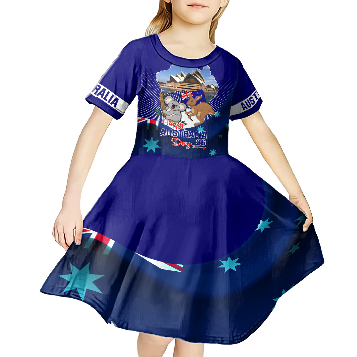 Australia Day Kid Short Sleeve Dress 2024 Proud To Be Australian Flag Color - Vibe Hoodie Shop