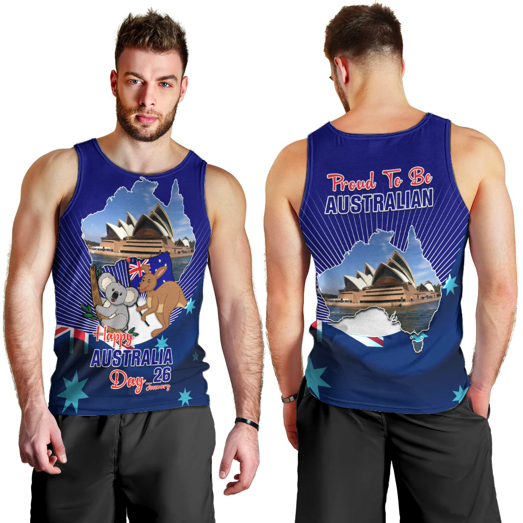 Australia Day Men Tank Top 2024 Proud To Be Australian Flag Color - Vibe Hoodie Shop