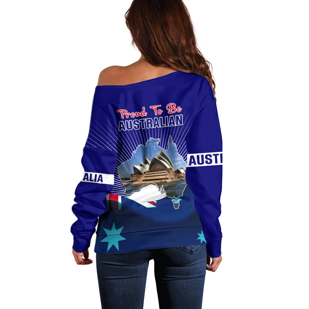 Australia Day Off Shoulder Sweater 2024 Proud To Be Australian Flag Color - Vibe Hoodie Shop