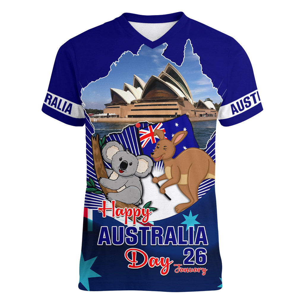 Australia Day Women V Neck T Shirt 2024 Proud To Be Australian Flag Color - Vibe Hoodie Shop