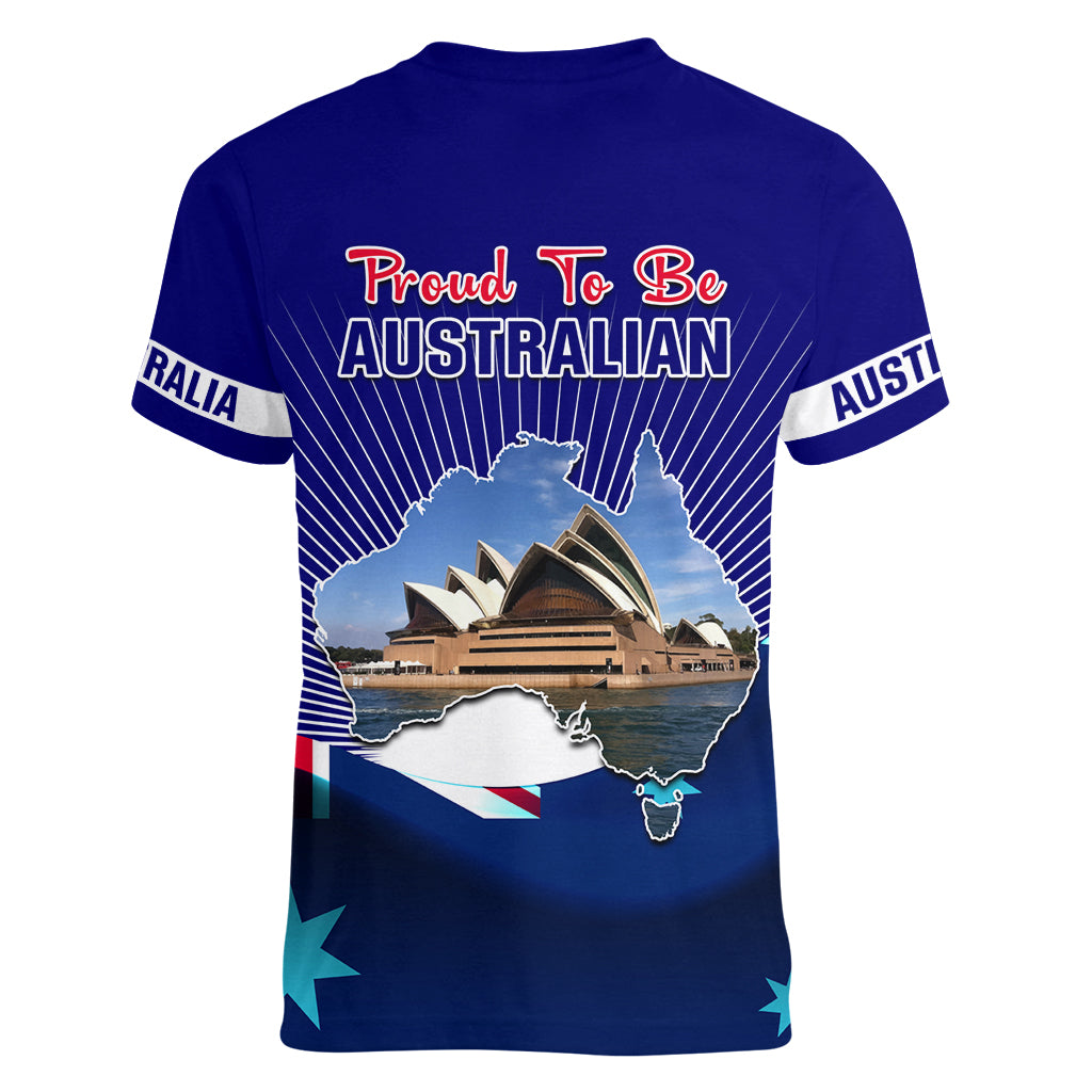 Australia Day Women V Neck T Shirt 2024 Proud To Be Australian Flag Color - Vibe Hoodie Shop