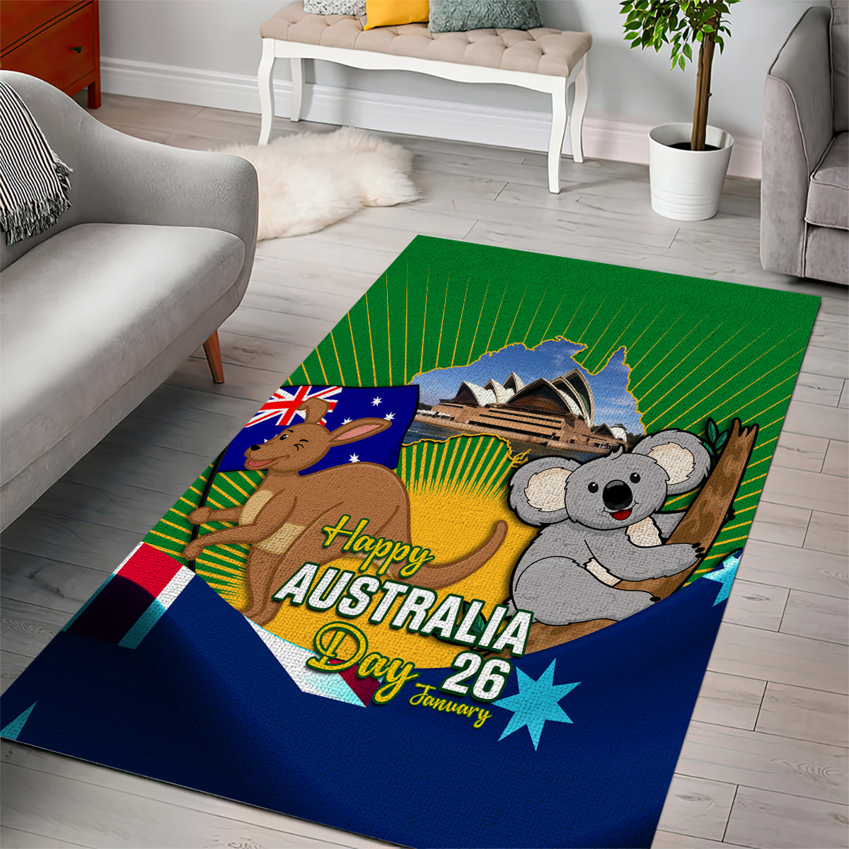 Australia Day Area Rug 2024 Proud To Be Australian National Color - Vibe Hoodie Shop