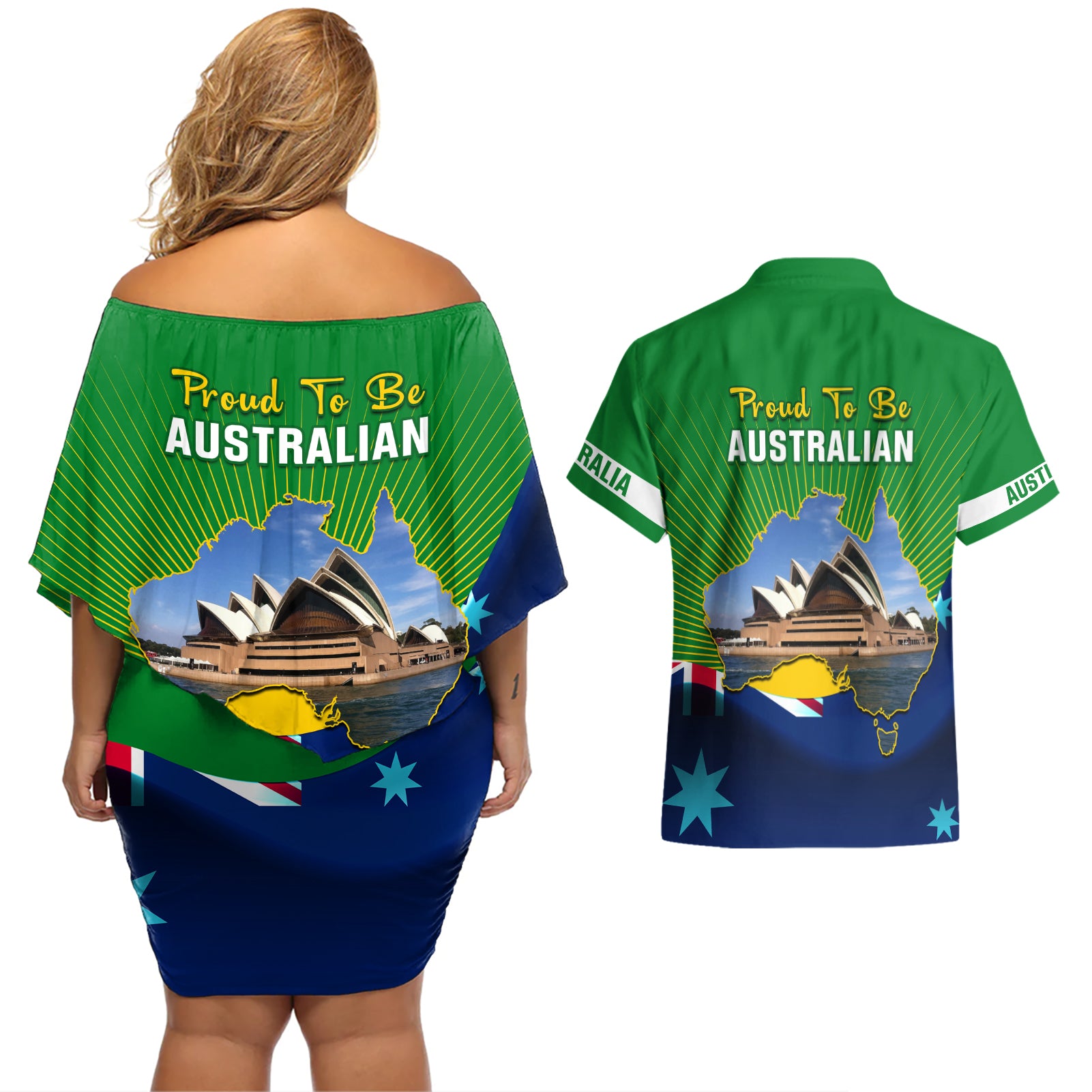 australia-day-couples-matching-off-shoulder-short-dress-and-hawaiian-shirt-2024-proud-to-be-australian-national-color