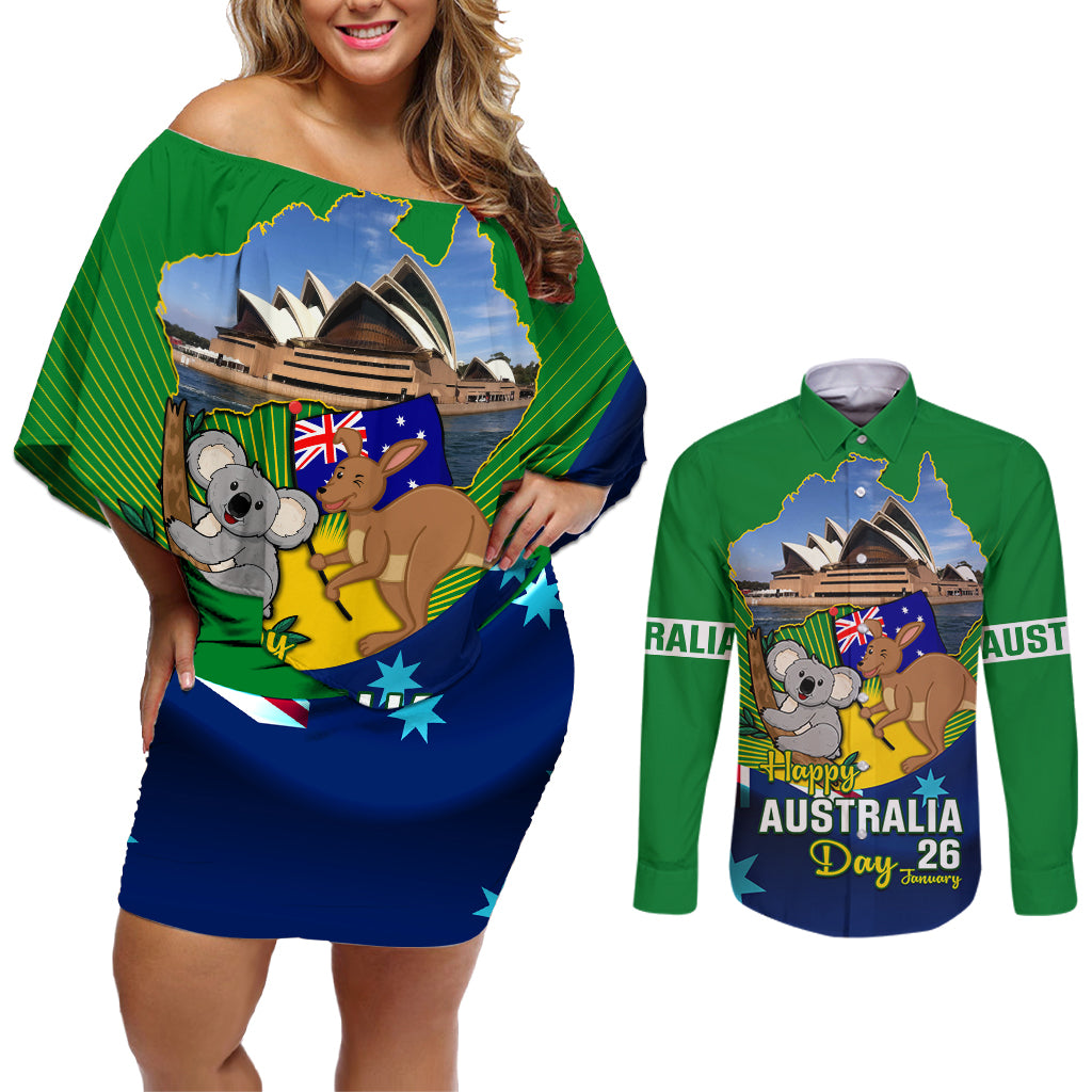 australia-day-couples-matching-off-shoulder-short-dress-and-long-sleeve-button-shirt-2024-proud-to-be-australian-national-color