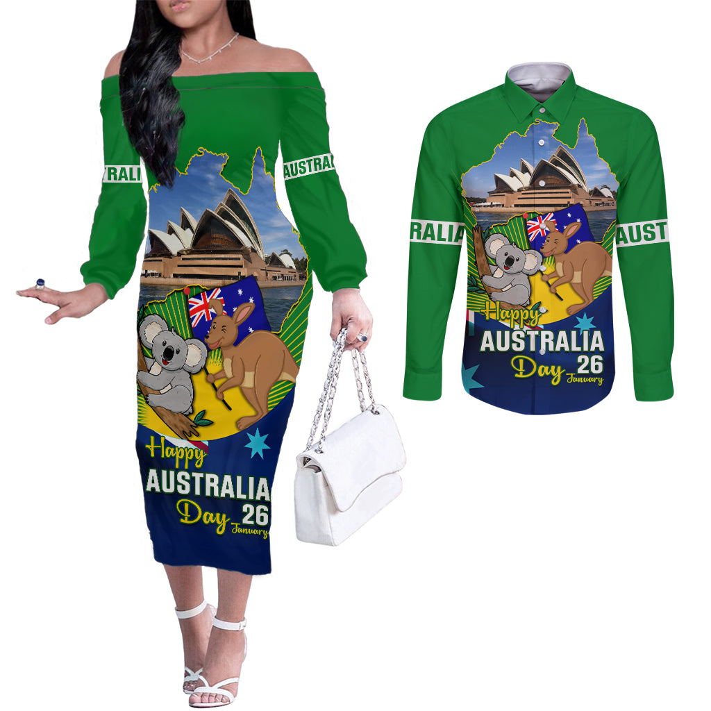 australia-day-couples-matching-off-the-shoulder-long-sleeve-dress-and-long-sleeve-button-shirt-2024-proud-to-be-australian-national-color