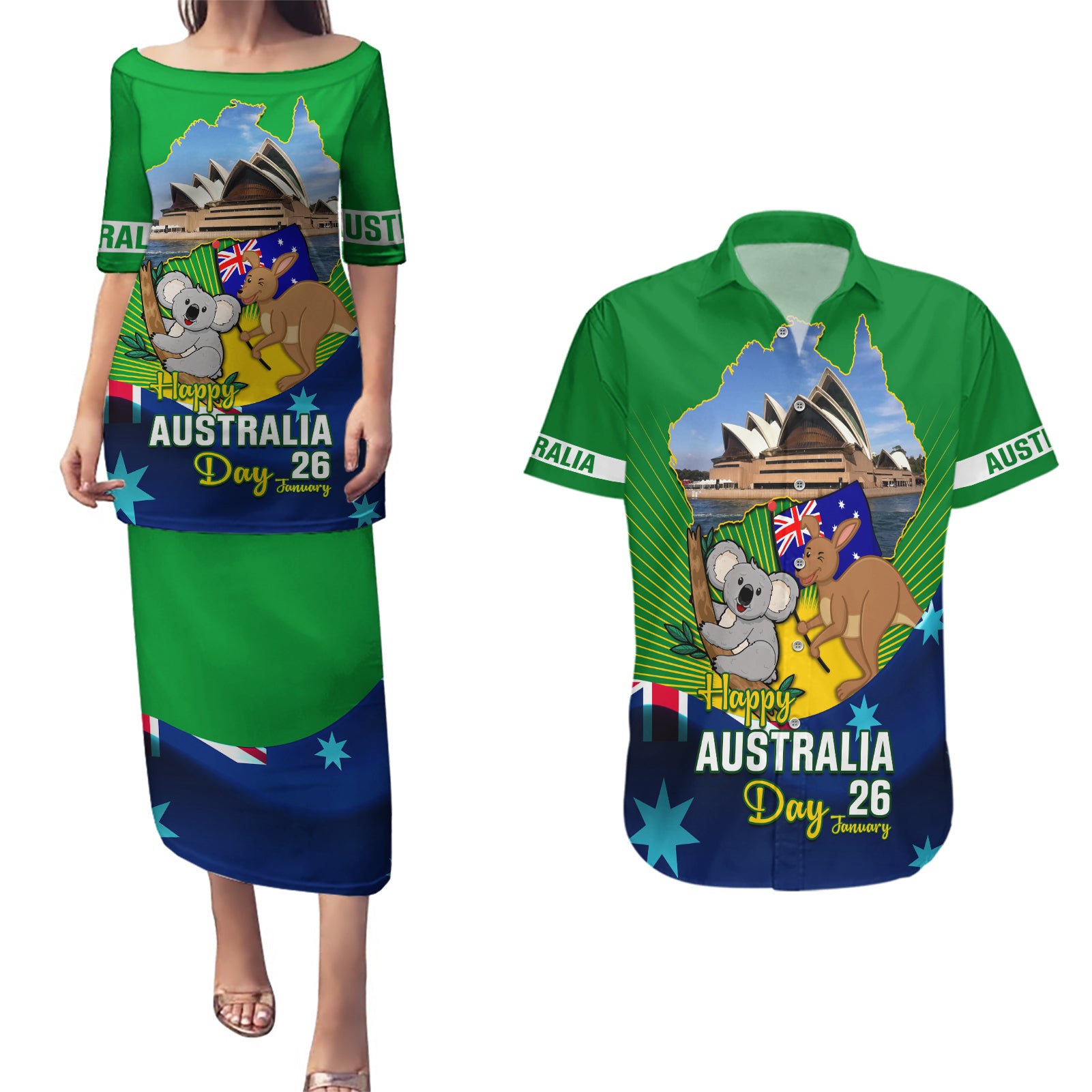 australia-day-couples-matching-puletasi-dress-and-hawaiian-shirt-2024-proud-to-be-australian-national-color