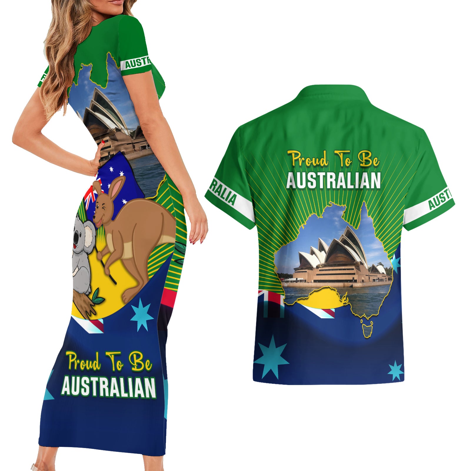 australia-day-couples-matching-short-sleeve-bodycon-dress-and-hawaiian-shirt-2024-proud-to-be-australian-national-color