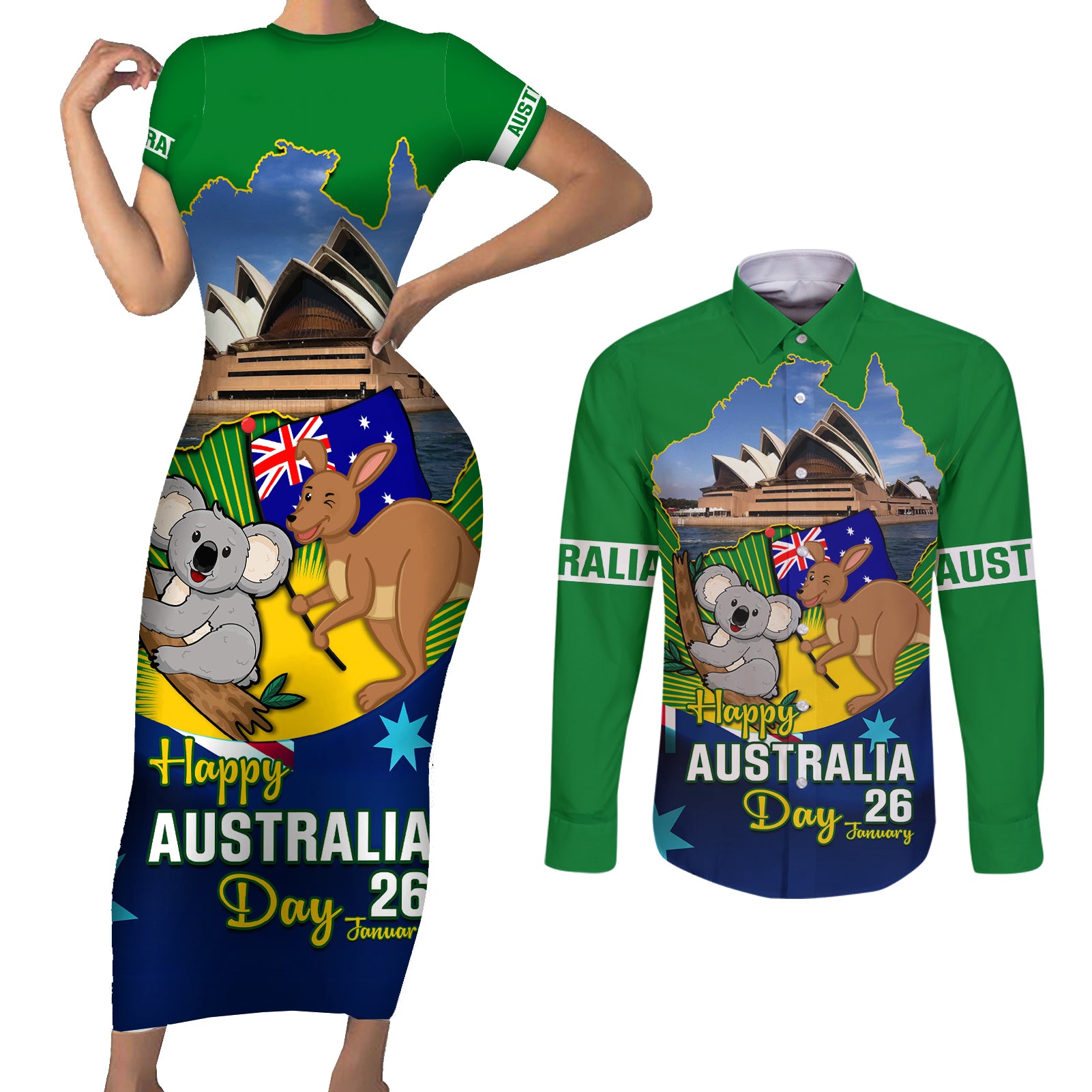 australia-day-couples-matching-short-sleeve-bodycon-dress-and-long-sleeve-button-shirt-2024-proud-to-be-australian-national-color