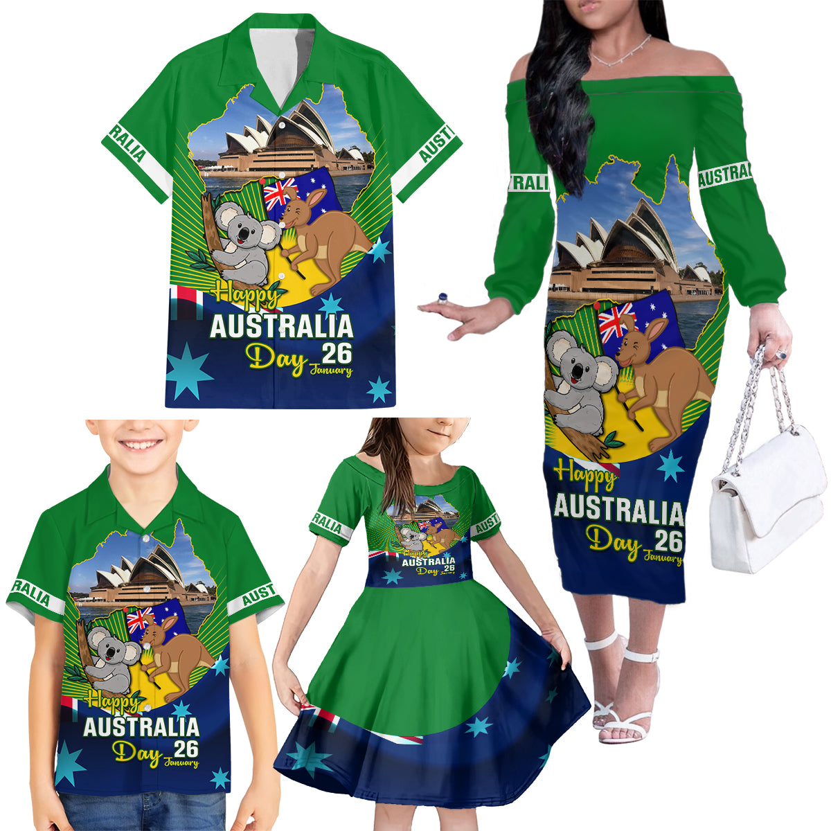 australia-day-family-matching-off-shoulder-long-sleeve-dress-and-hawaiian-shirt-2024-proud-to-be-australian-national-color