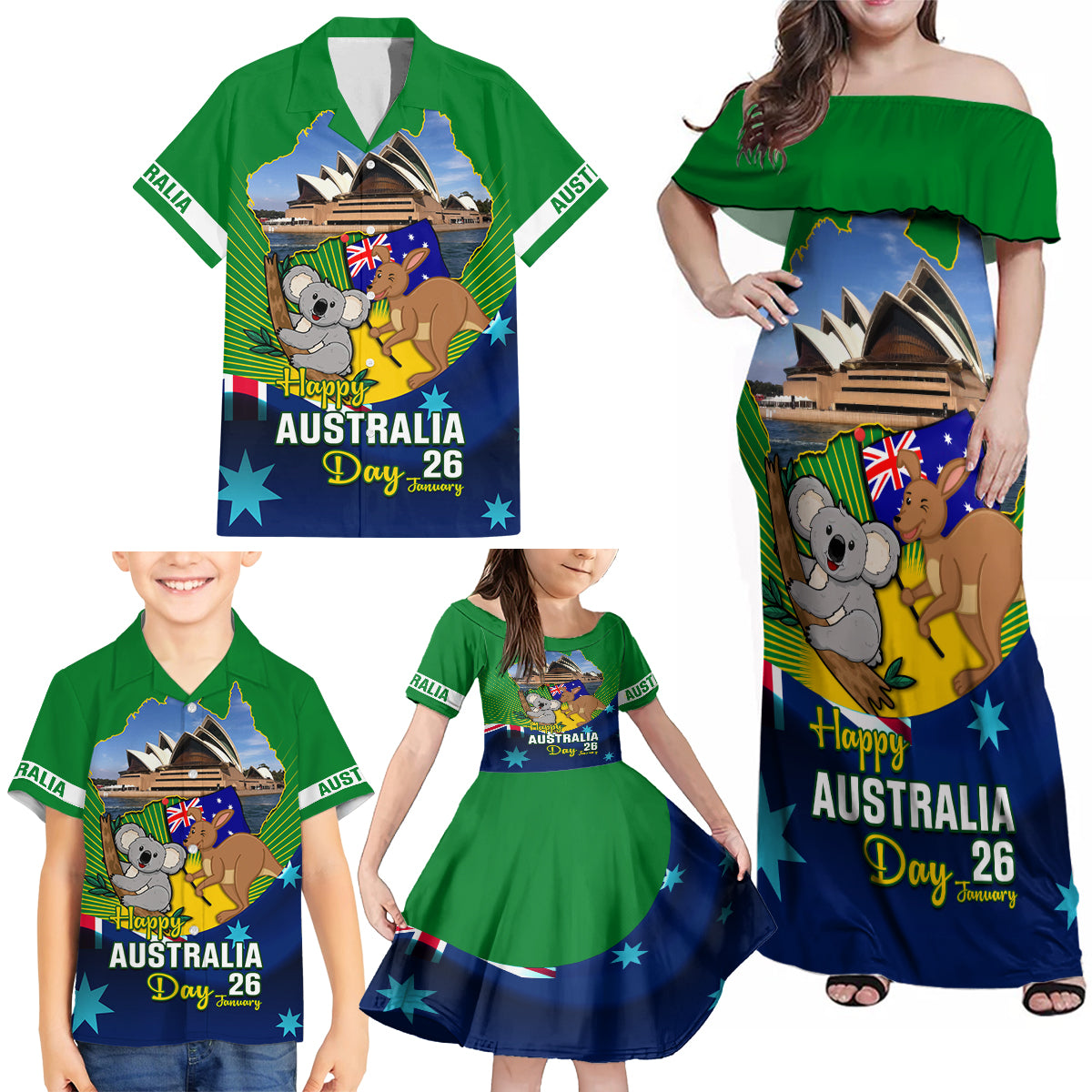 australia-day-family-matching-off-shoulder-maxi-dress-and-hawaiian-shirt-2024-proud-to-be-australian-national-color