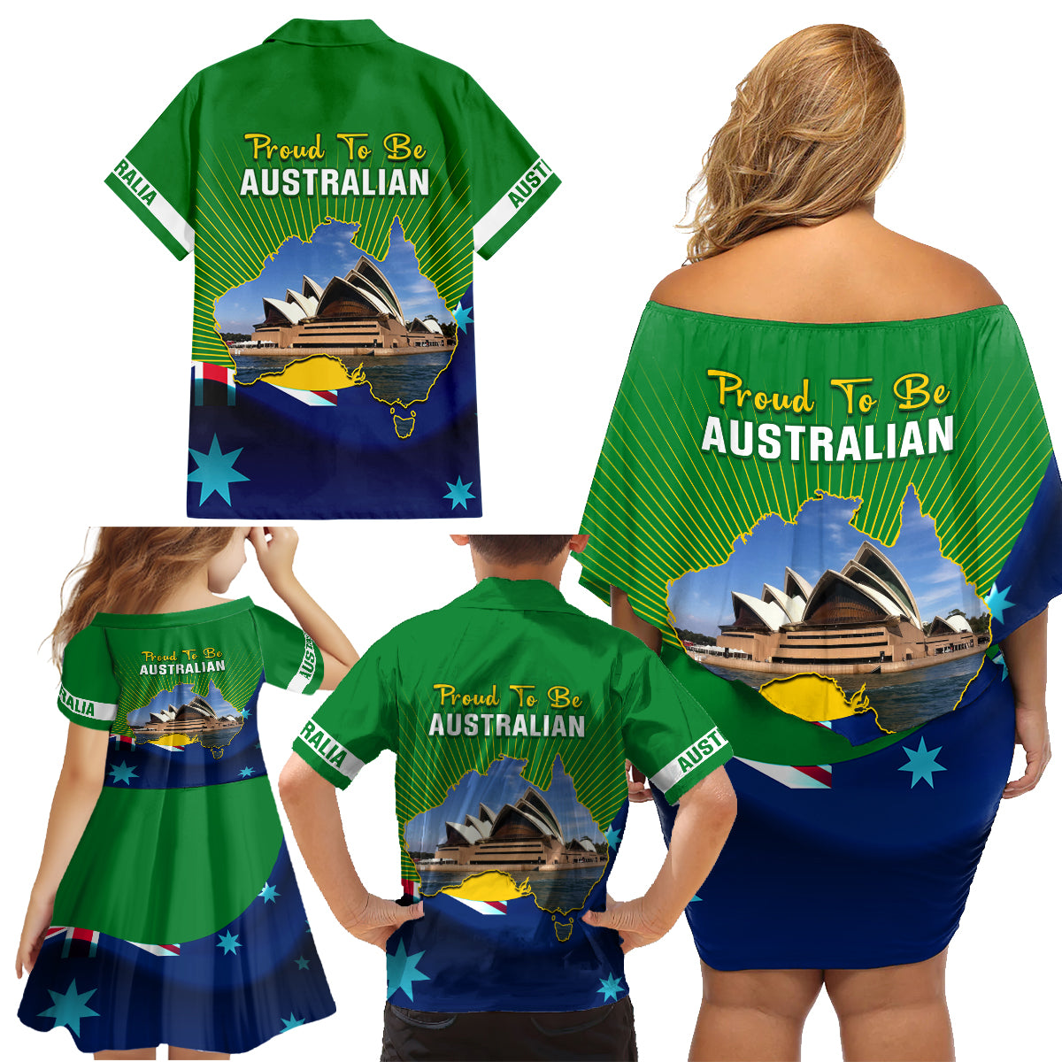 australia-day-family-matching-off-shoulder-short-dress-and-hawaiian-shirt-2024-proud-to-be-australian-national-color